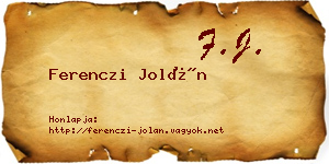 Ferenczi Jolán névjegykártya