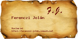 Ferenczi Jolán névjegykártya